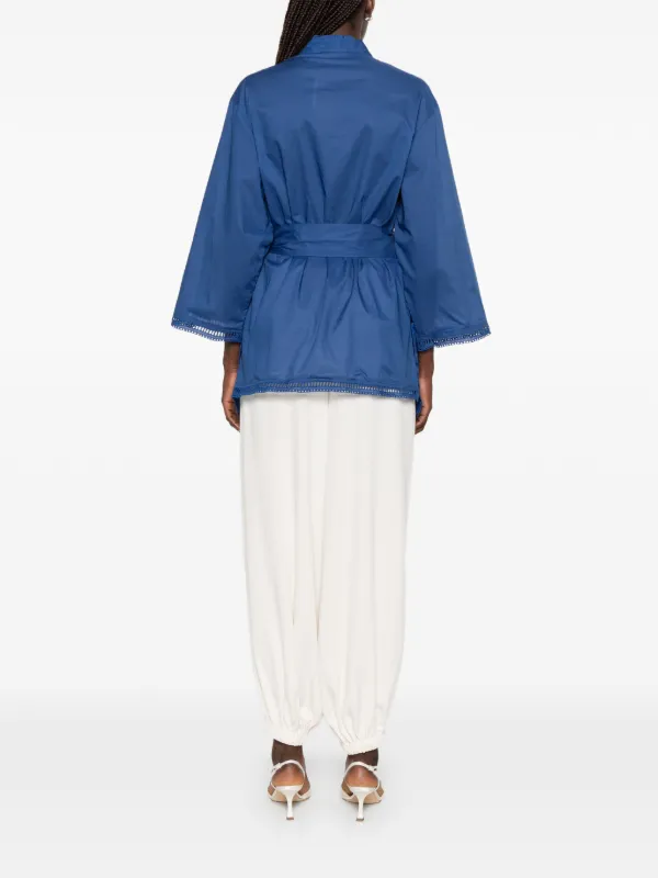 Ermanno Scervino broderie-anglaise Belted Coat | Blue | FARFETCH