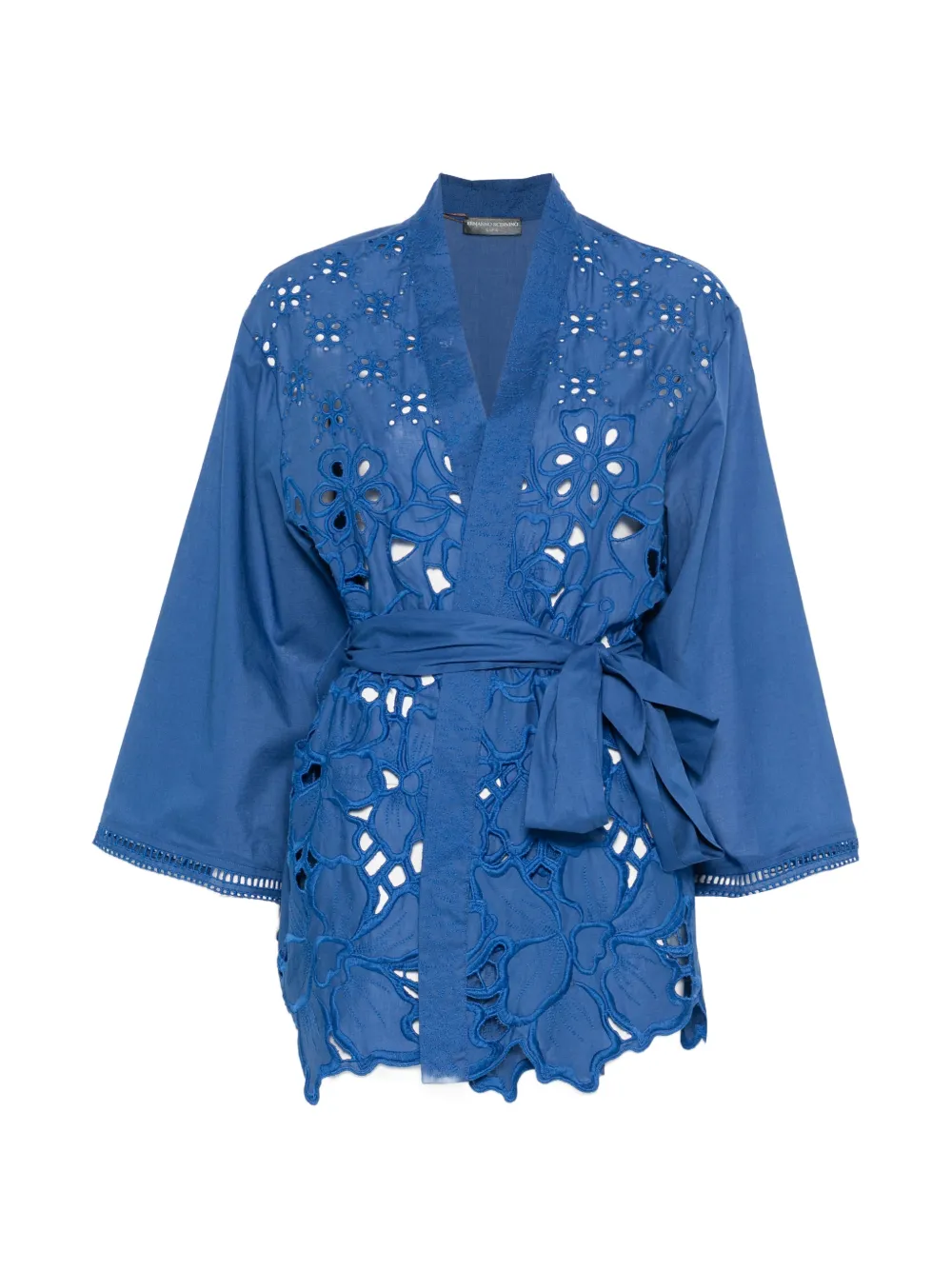 Ermanno Scervino broderie-anglaise belted coat - Blu