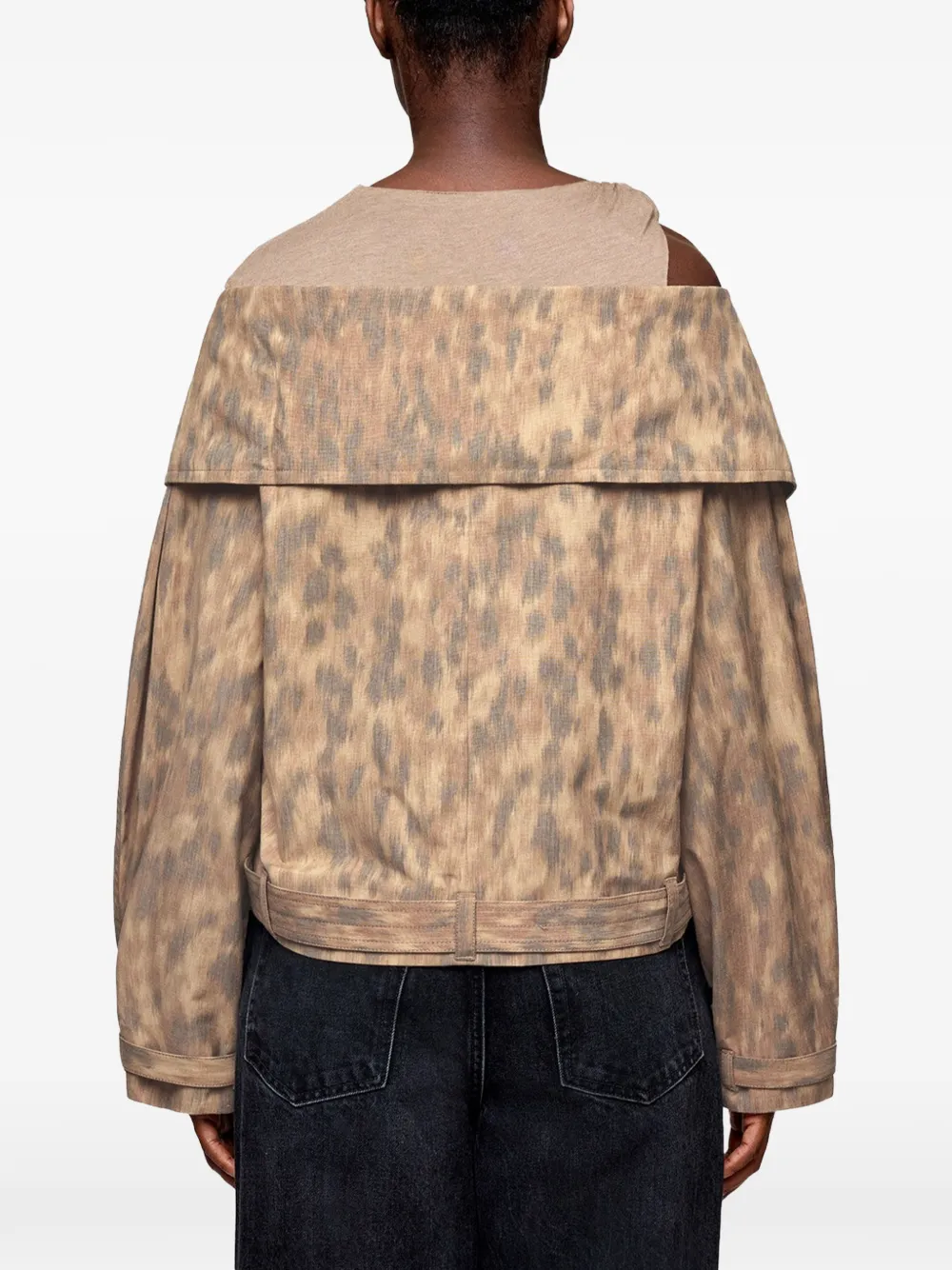 GANNI Off-shoulder jack met luipaardprint Beige