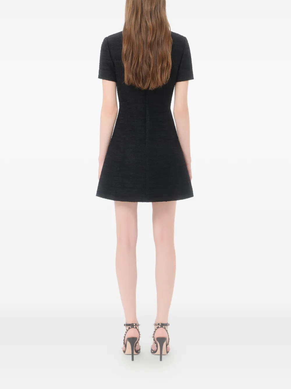 Valentino Garavani Bouclé tweed jurk met verfraaiing Zwart