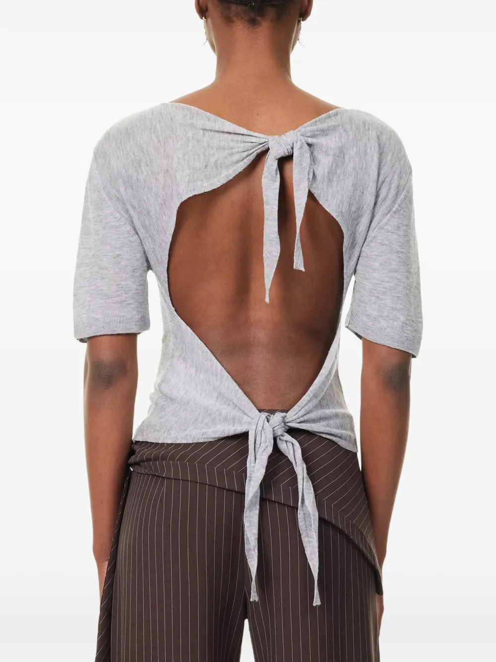 GANNI Blouse met open rug Grijs