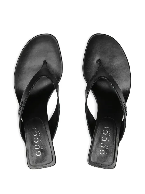 GUCCI＊BLACK LEATHER SANDALS/26㎝ Gucci Vittoria Leather Sandals | Black | FARFETCH