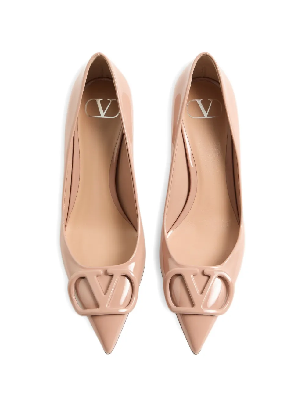 Valentino Garavani VLogo Signature patent-leather pumps 60mm Beige