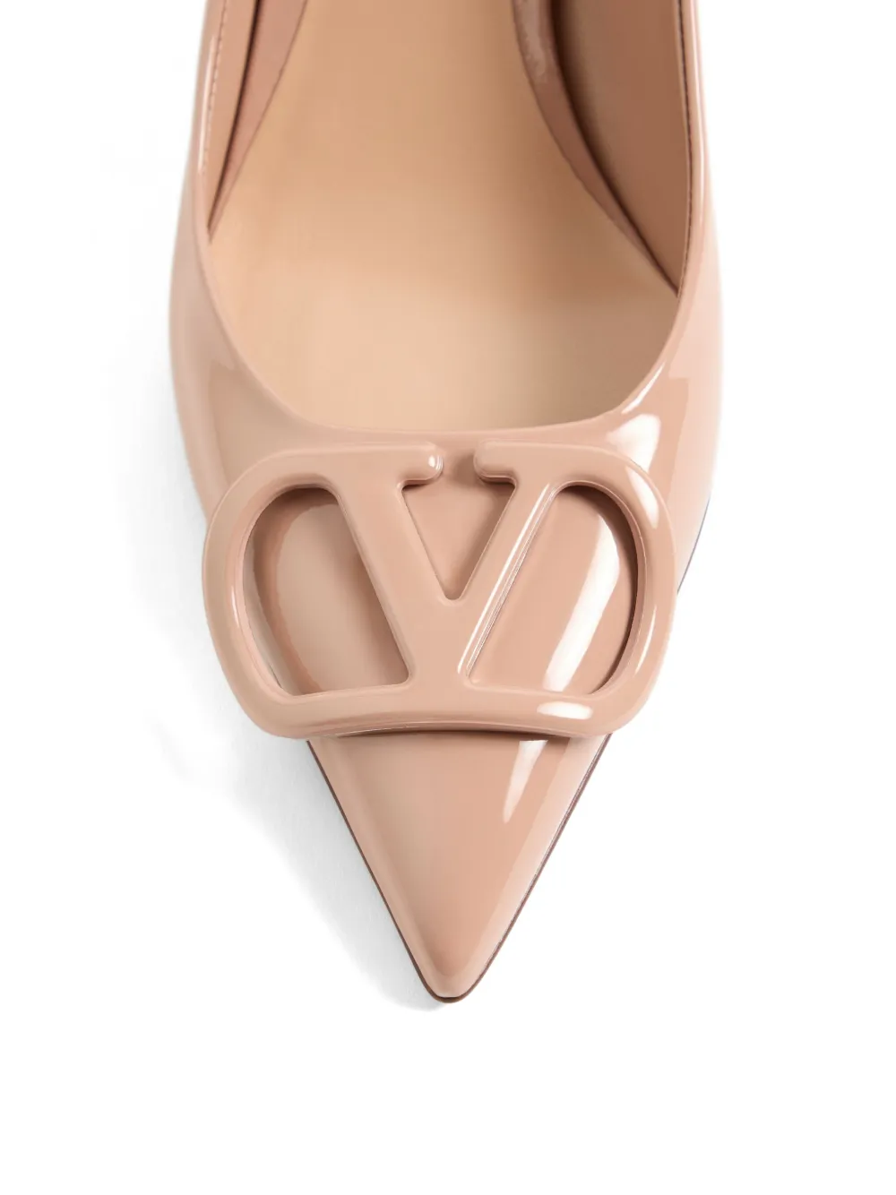Valentino Garavani VLogo Signature patent-leather pumps 60mm Beige