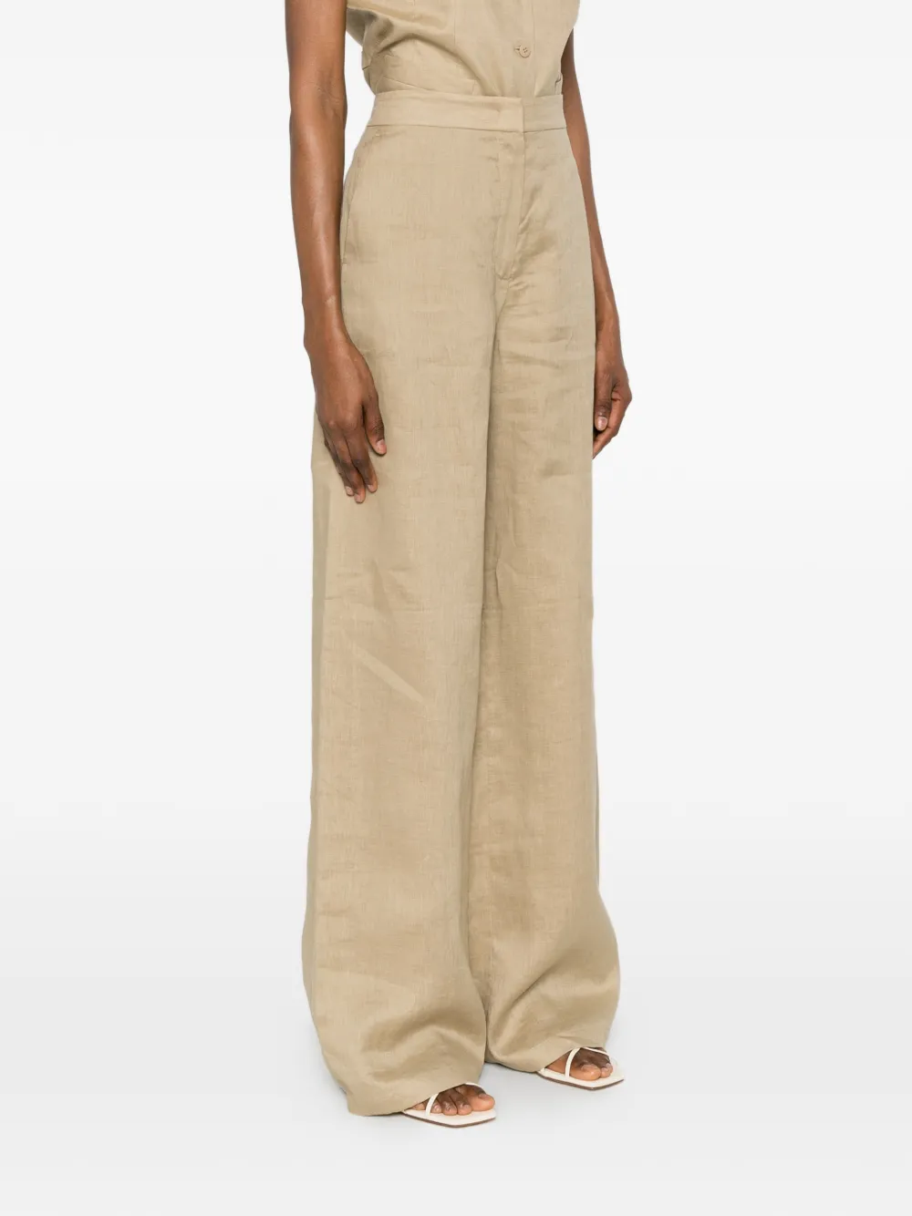 Max Mara Metapioca palazzo broek met rits Beige