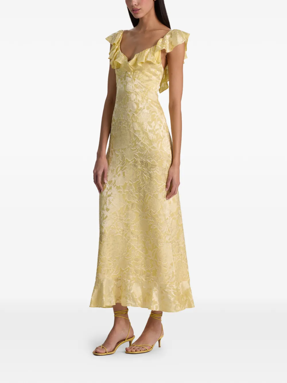 alice + olivia Gemma midi-jurk met bloemen jacquard Geel