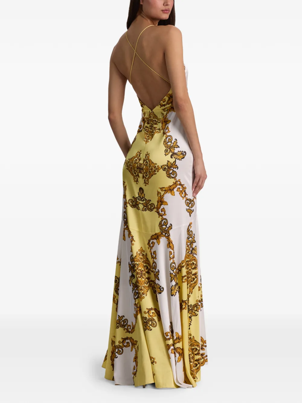 alice + olivia Milta maxi-jurk met barokprint Geel