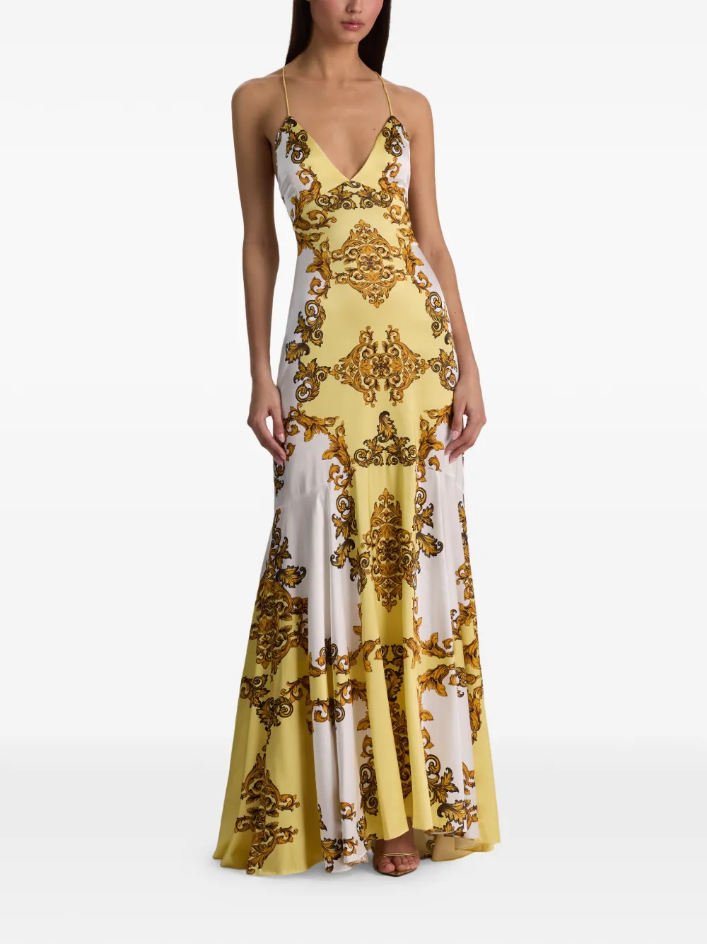alice + olivia Milta maxi-jurk met barokprint Geel