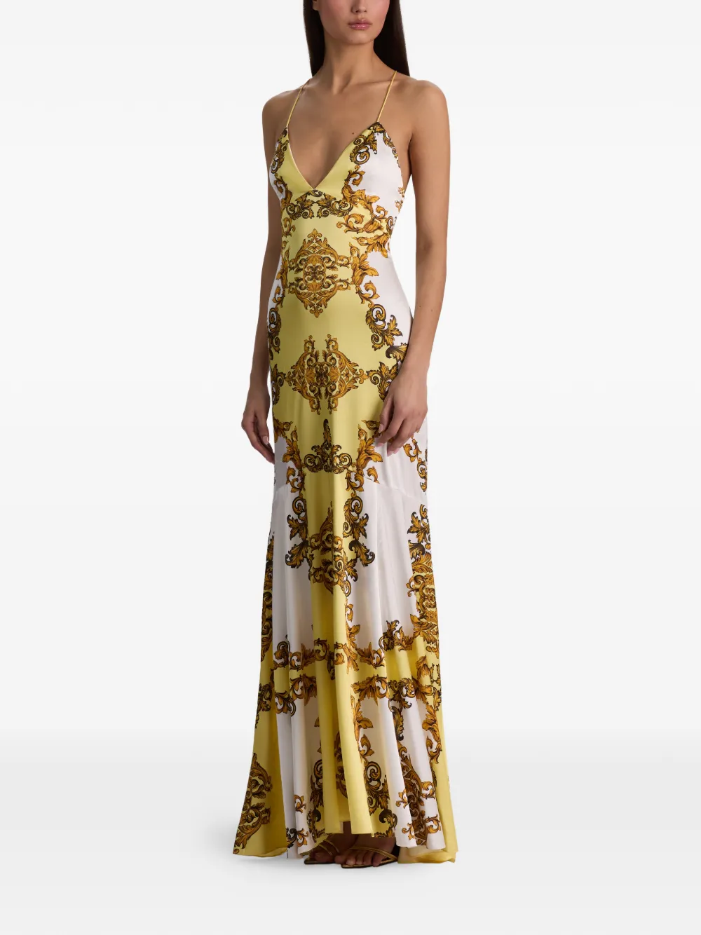 alice + olivia Milta maxi-jurk met barokprint Geel