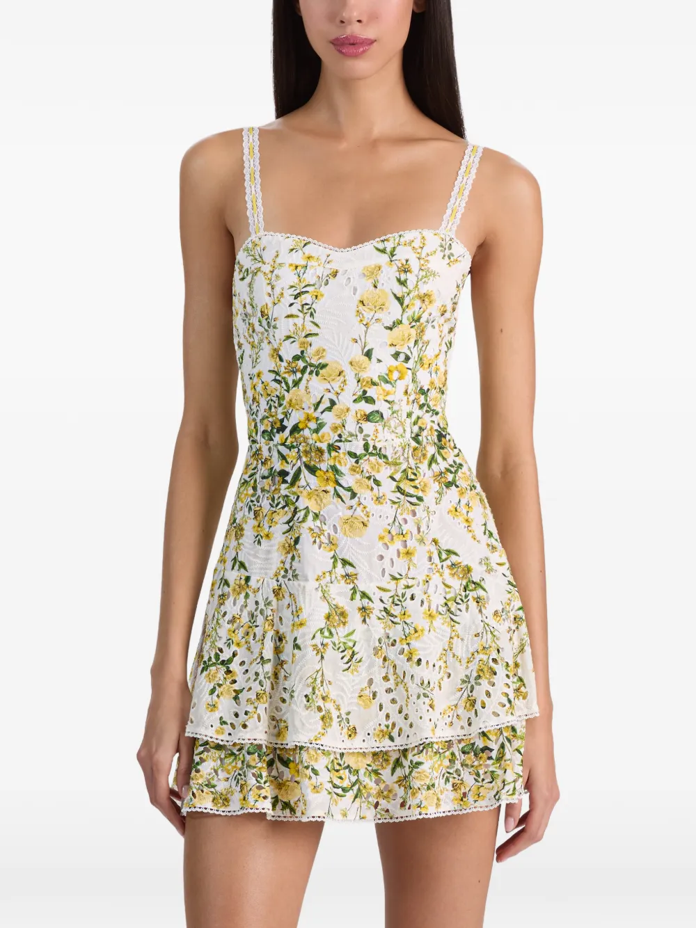 alice + olivia Meredith mini-jurk met bloemenprint Wit