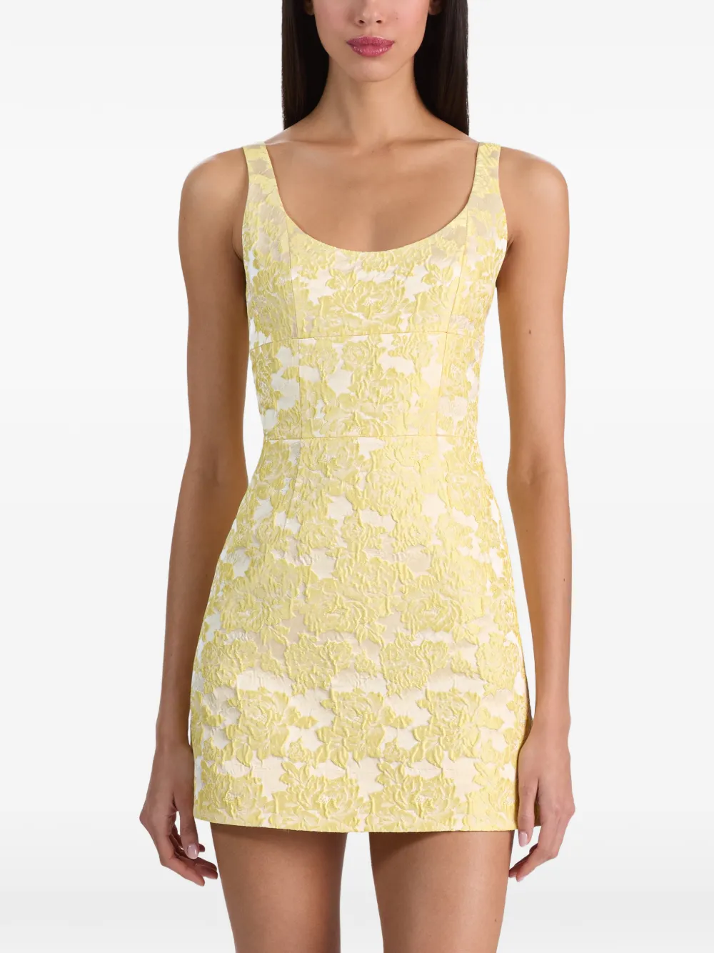 alice + olivia Charlotte mini-jurk met geborduurde bloemen Geel