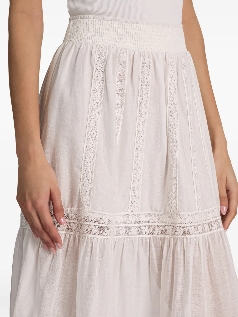 alice + olivia Kathryn maxi-rok met afwerking van kant Wit