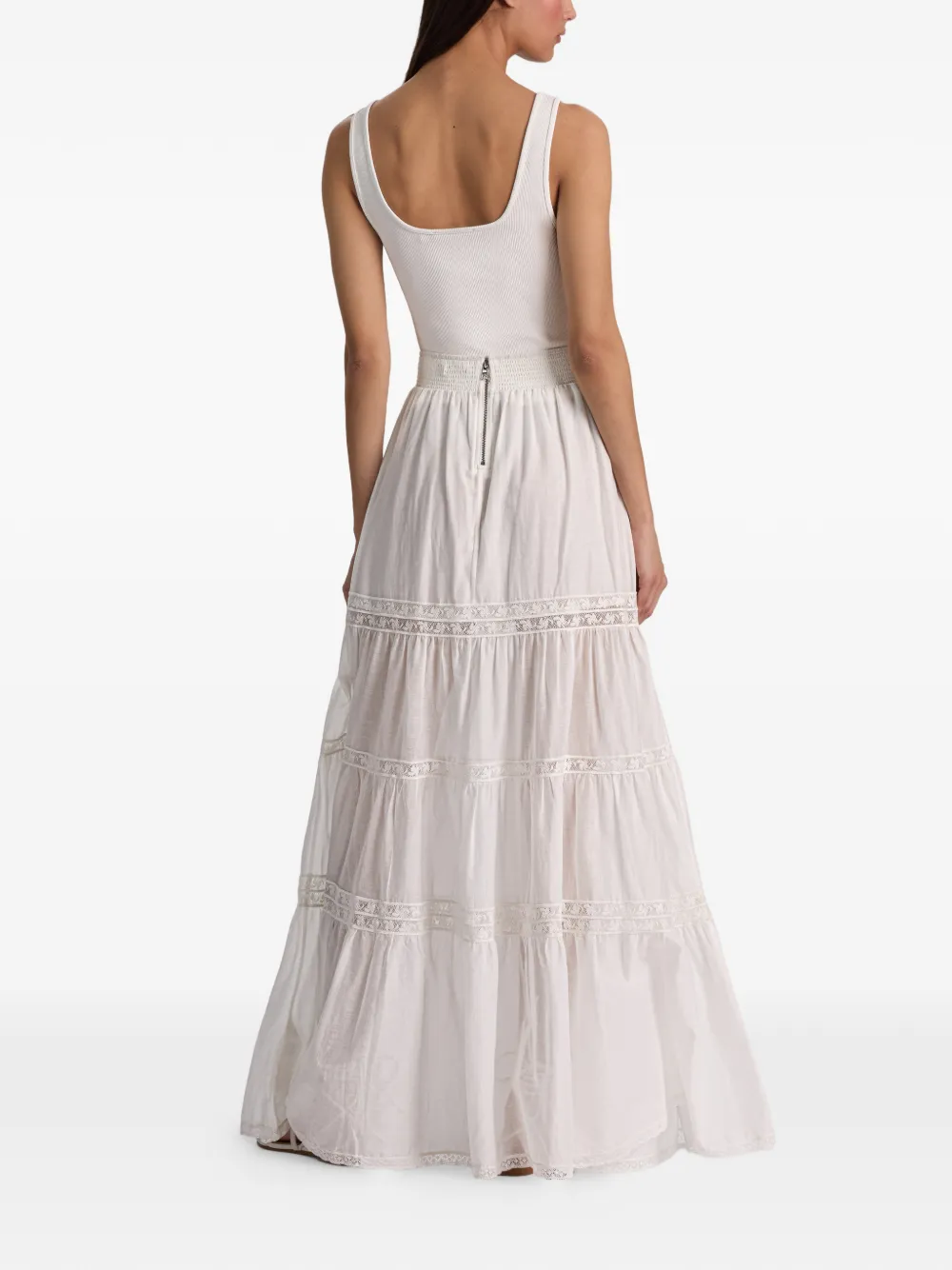 alice + olivia Kathryn maxi-rok met afwerking van kant Wit
