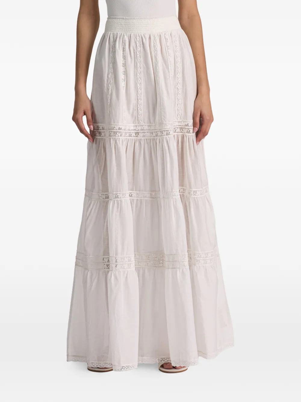 alice + olivia Kathryn maxi-rok met afwerking van kant Wit