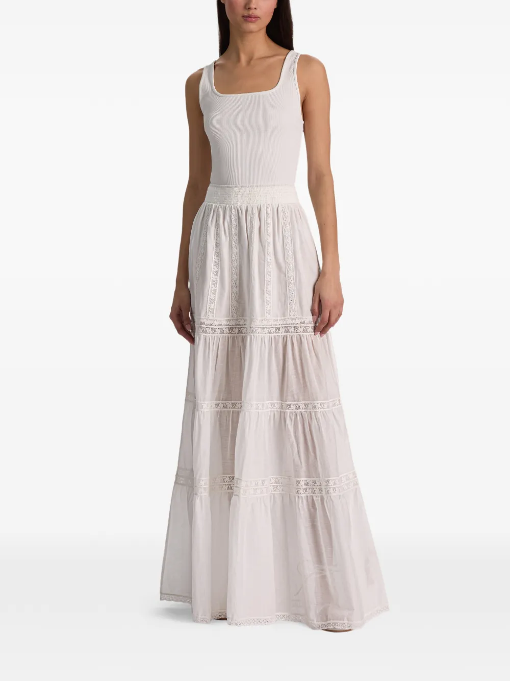 alice + olivia Kathryn maxi-rok met afwerking van kant Wit