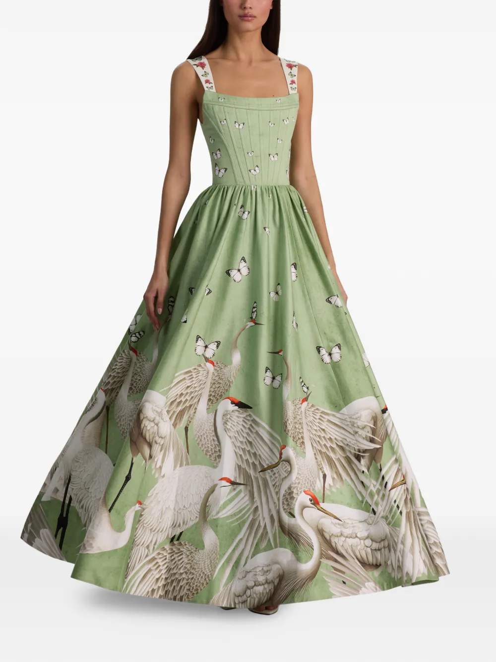 alice + olivia Guinevere butterfly-print maxi dress - Verde