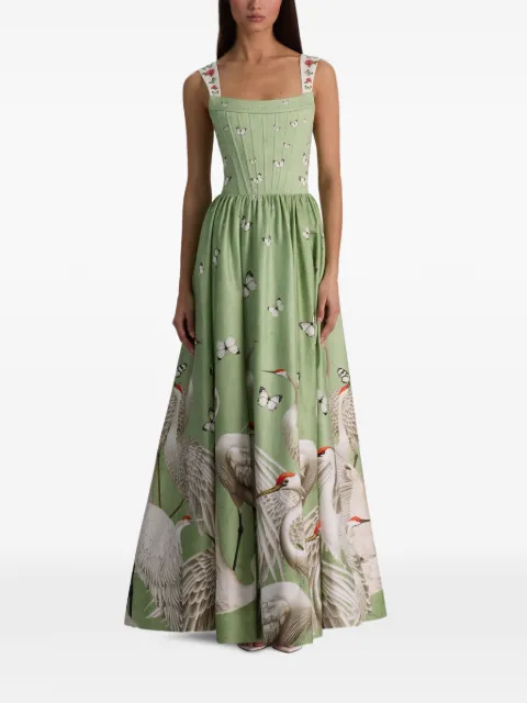 alice + olivia Guinevere butterfly-print maxi dress