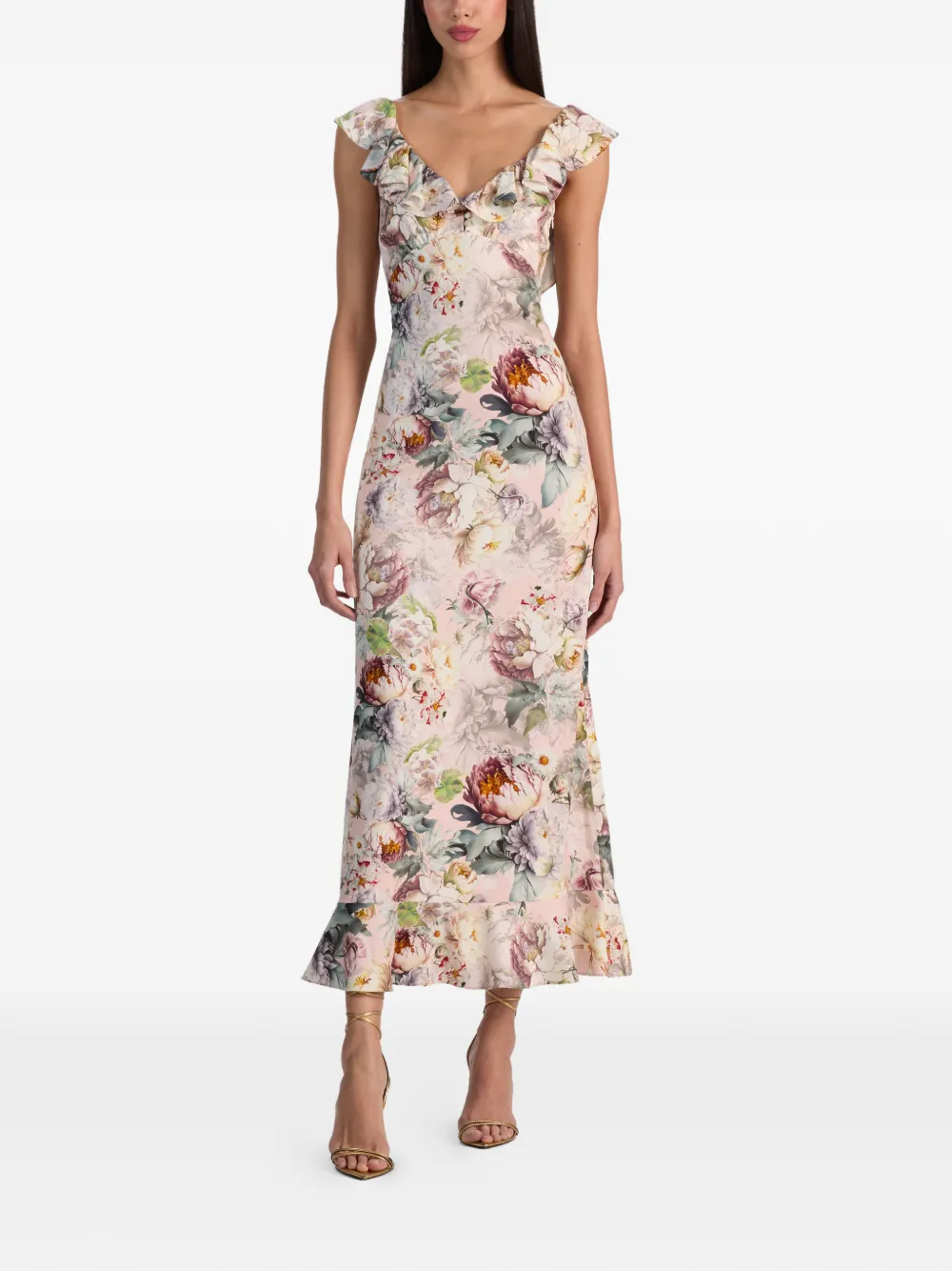 alice + olivia Gemma midi-jurk met bloemenprint Roze
