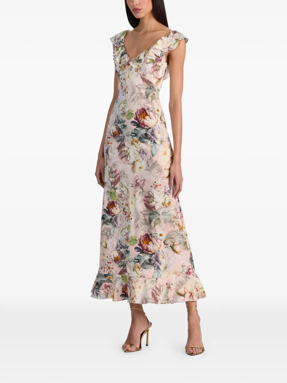 alice + olivia Gemma midi-jurk met bloemenprint Roze