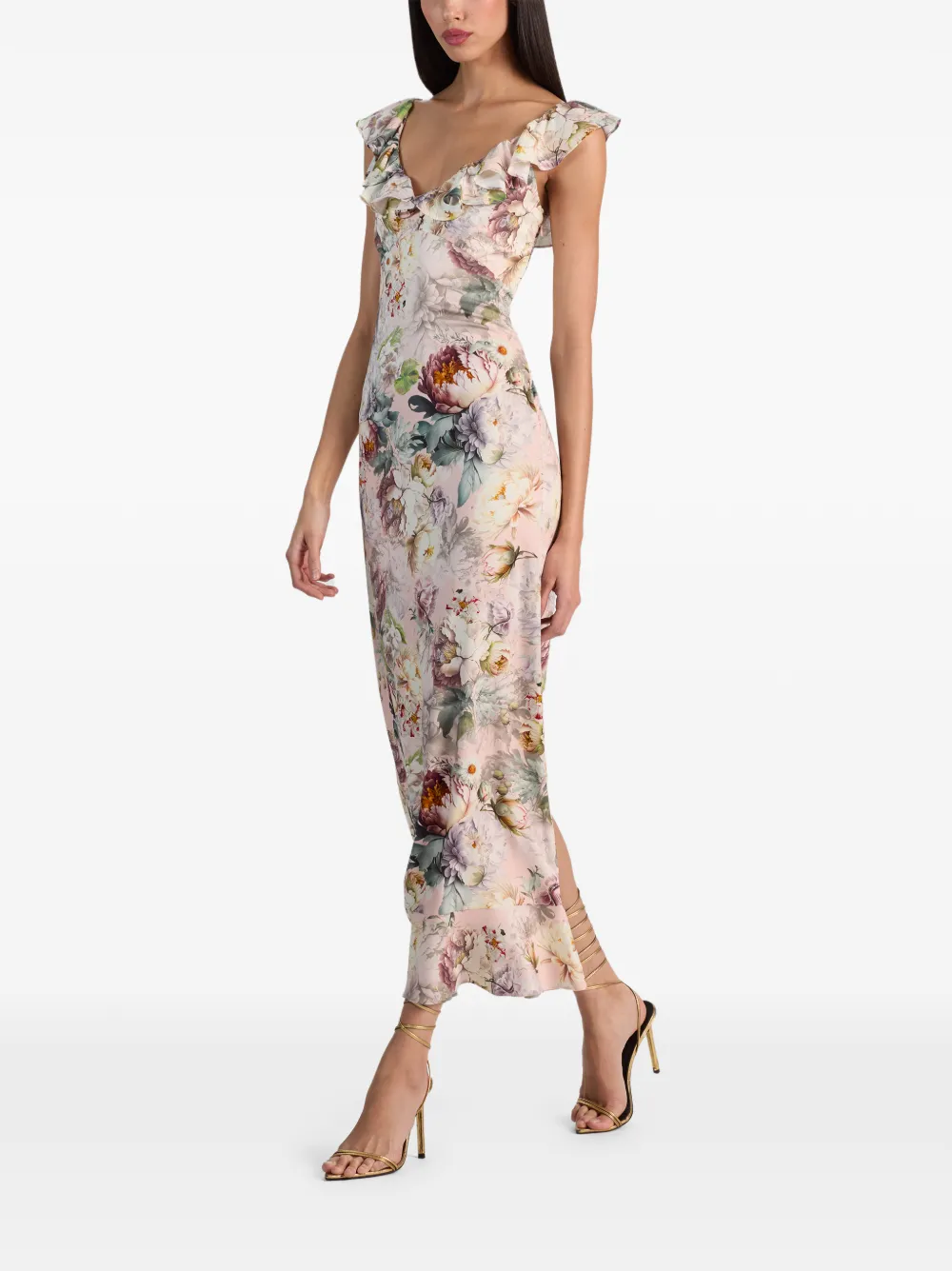 alice + olivia Gemma midi-jurk met bloemenprint Roze