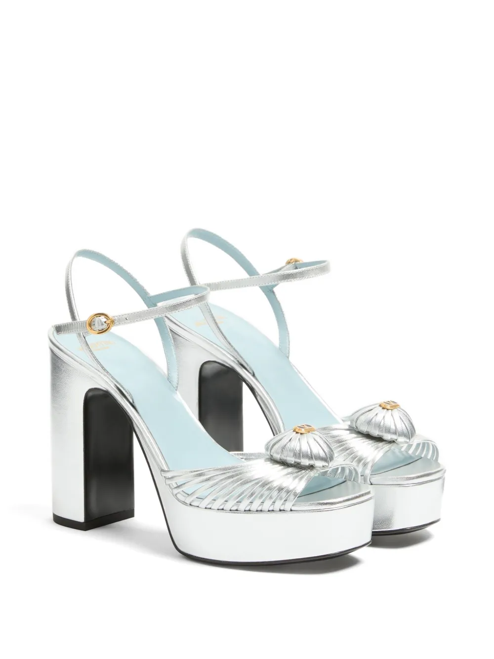 Valentino Garavani Coeur Royal sandalen met plateauzool van gelamineerd nappa Zilver