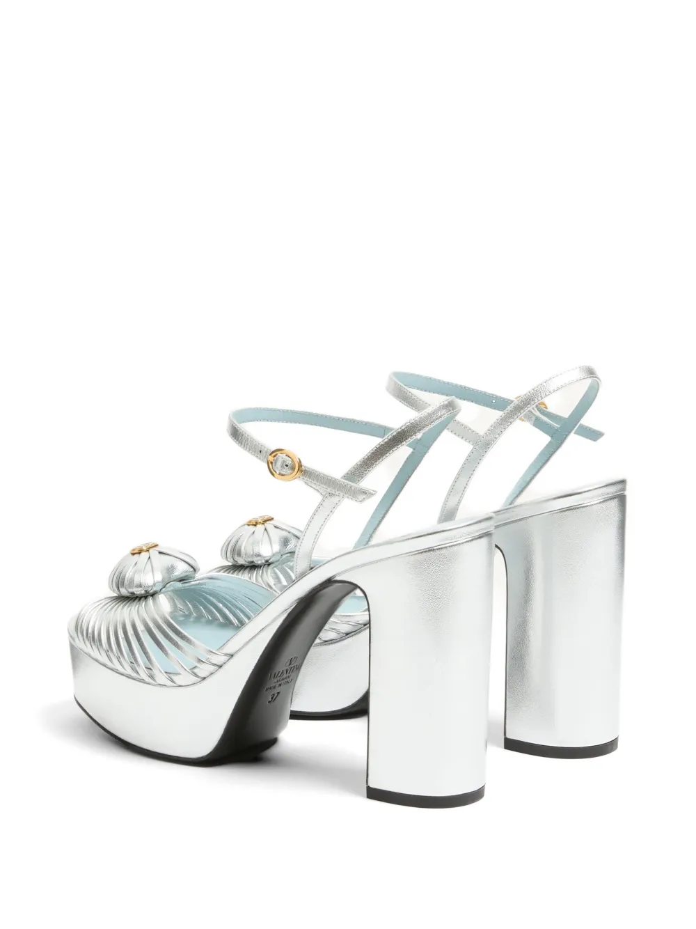 Valentino Garavani Coeur Royal sandalen met plateauzool van gelamineerd nappa Zilver