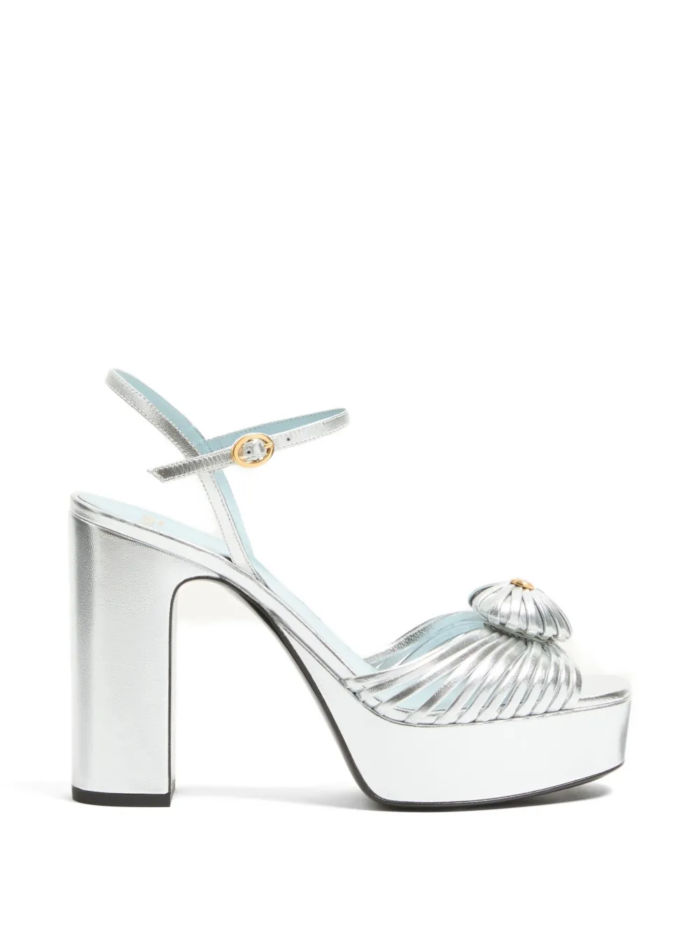 Valentino Garavani Coeur Royal Plateausandalen aus laminiertem Nappaleder 115mm - Silber