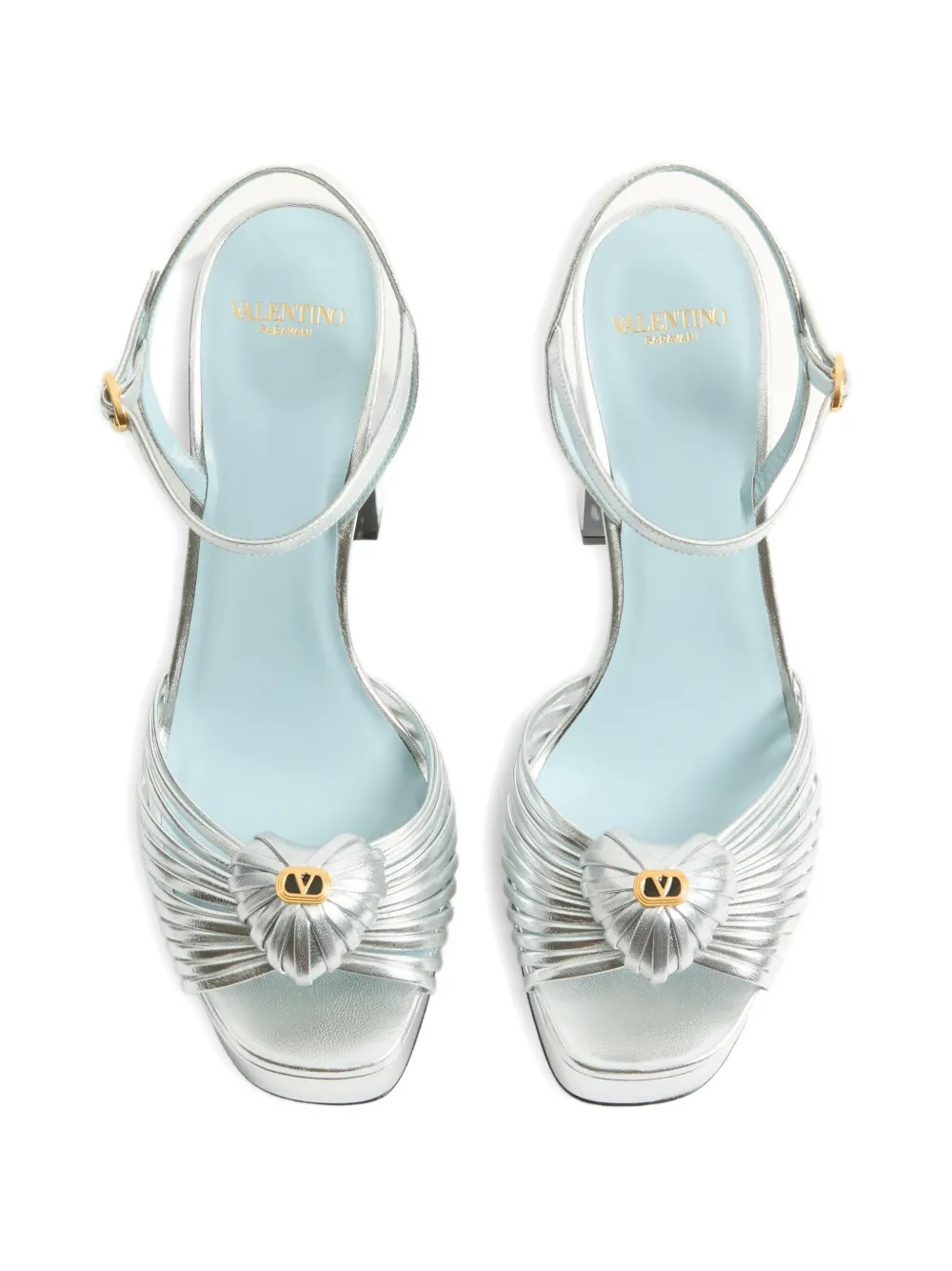 Valentino Garavani Coeur Royal sandalen met plateauzool van gelamineerd nappa Zilver