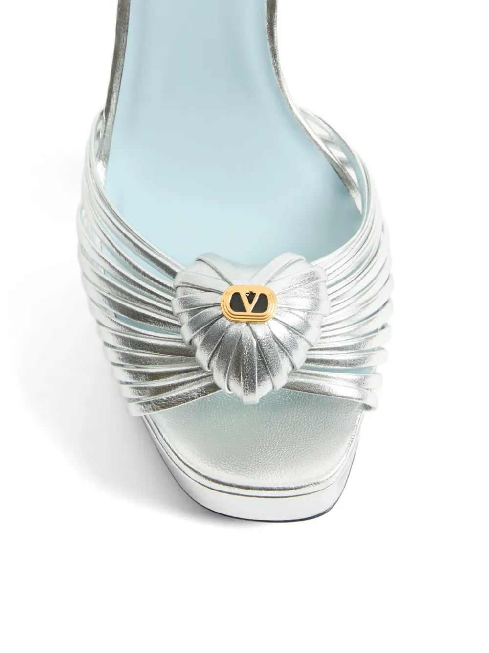 Valentino Garavani Coeur Royal sandalen met plateauzool van gelamineerd nappa Zilver