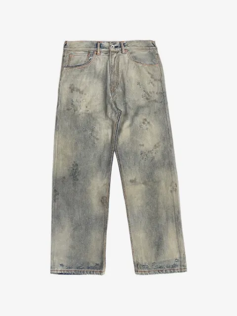 EVISU bleached distressed jeans
