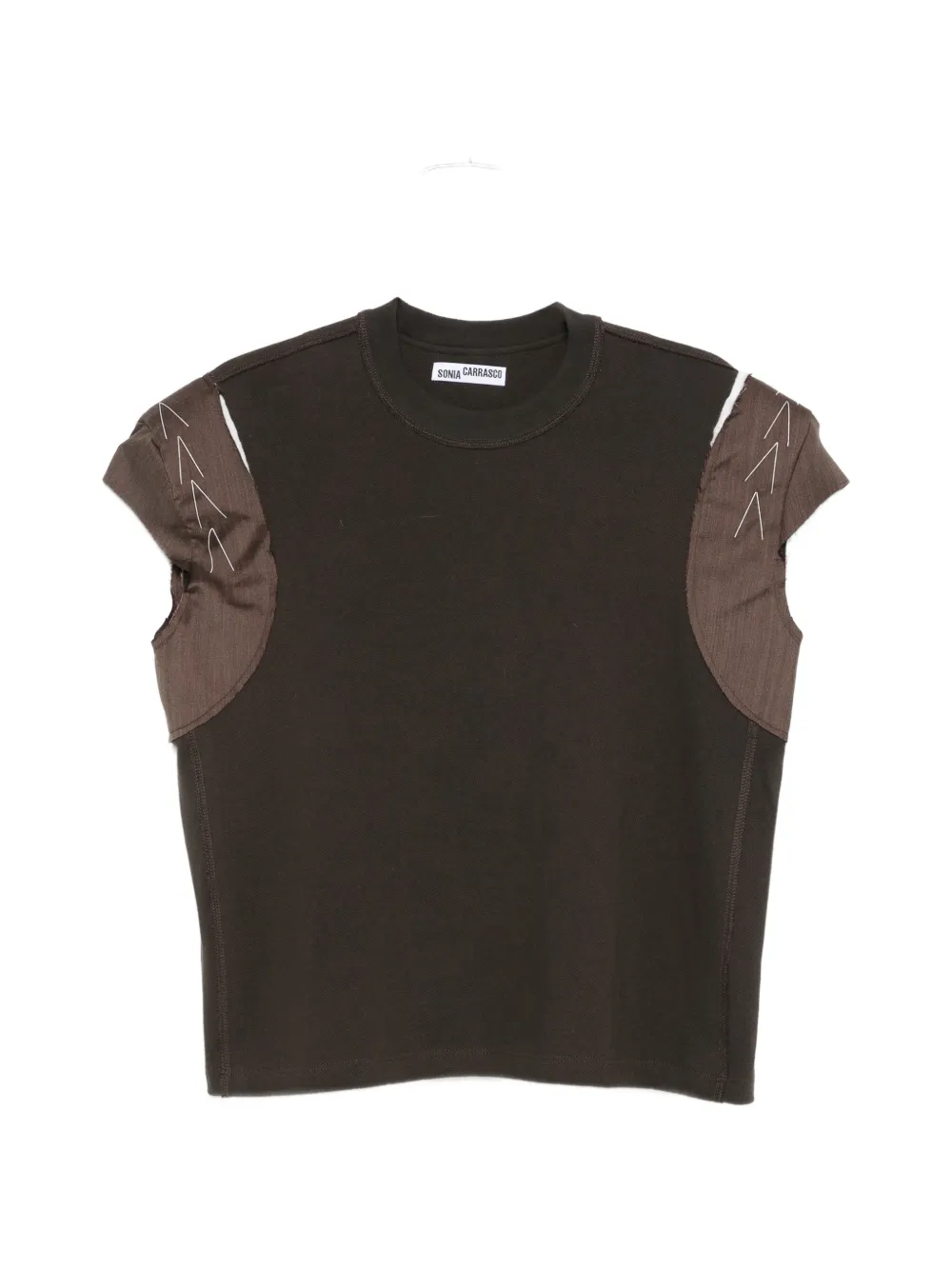 SONIA CARRASCO contrast-panel stitch-detail T-shirt - Marrone