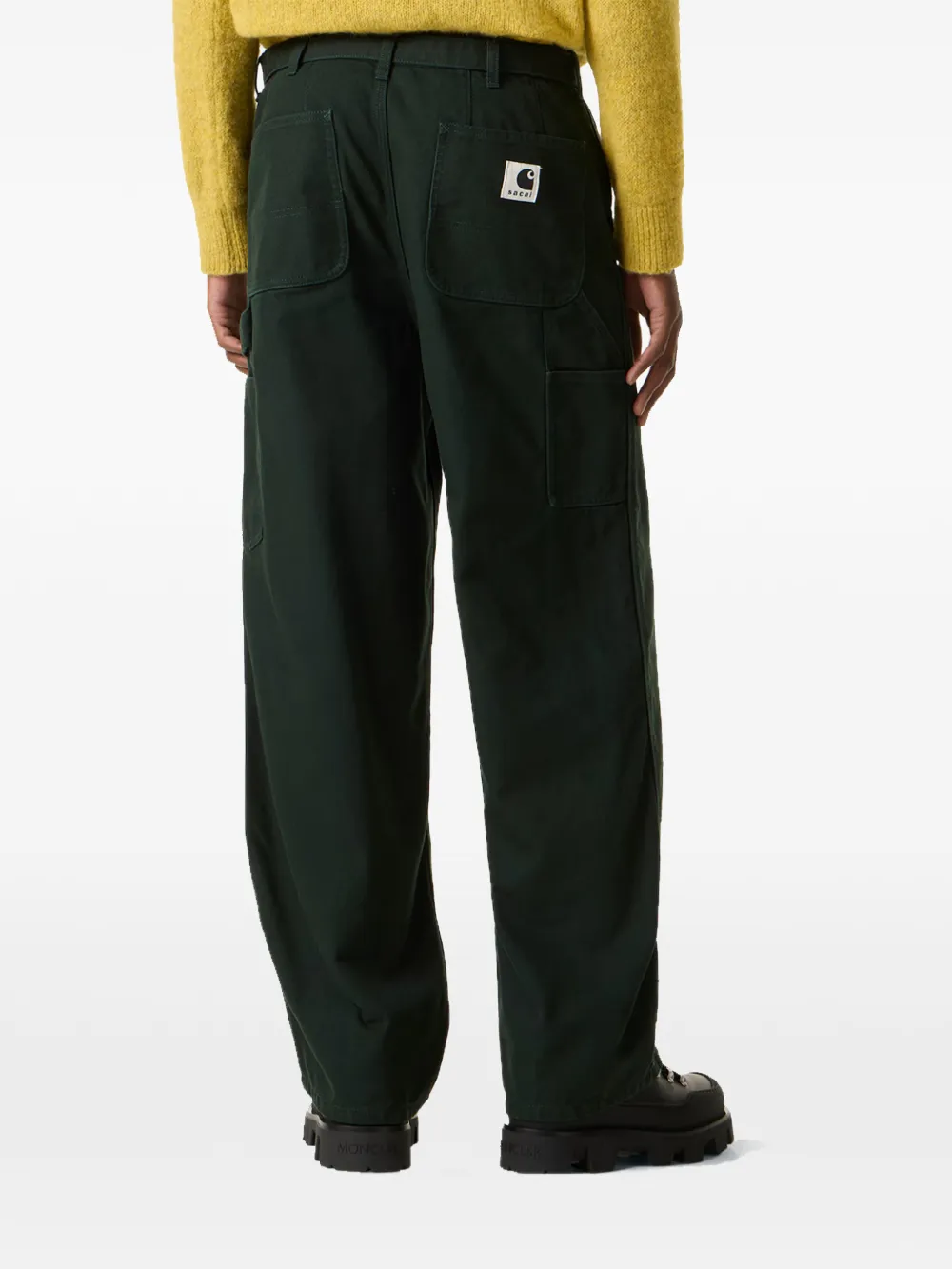 sacai x Carhartt Wip broek met vlakken en ceintuur Groen