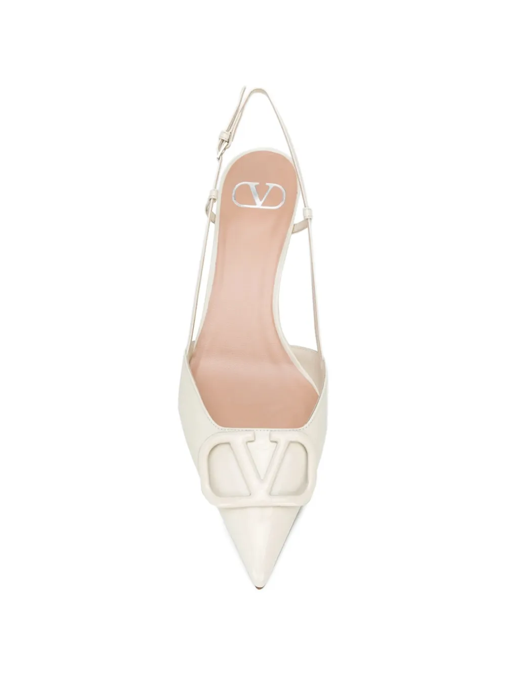 Valentino Garavani 40mm VLogo Signature leather slingback pumps Beige