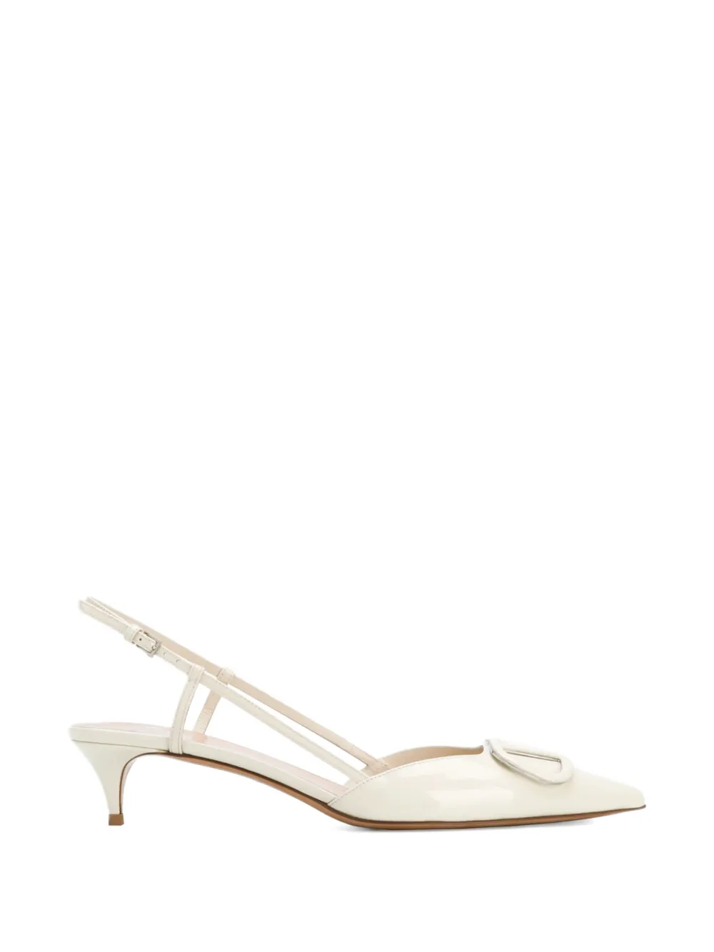 Valentino Garavani 40mm VLogo Signature leather slingback pumps Beige