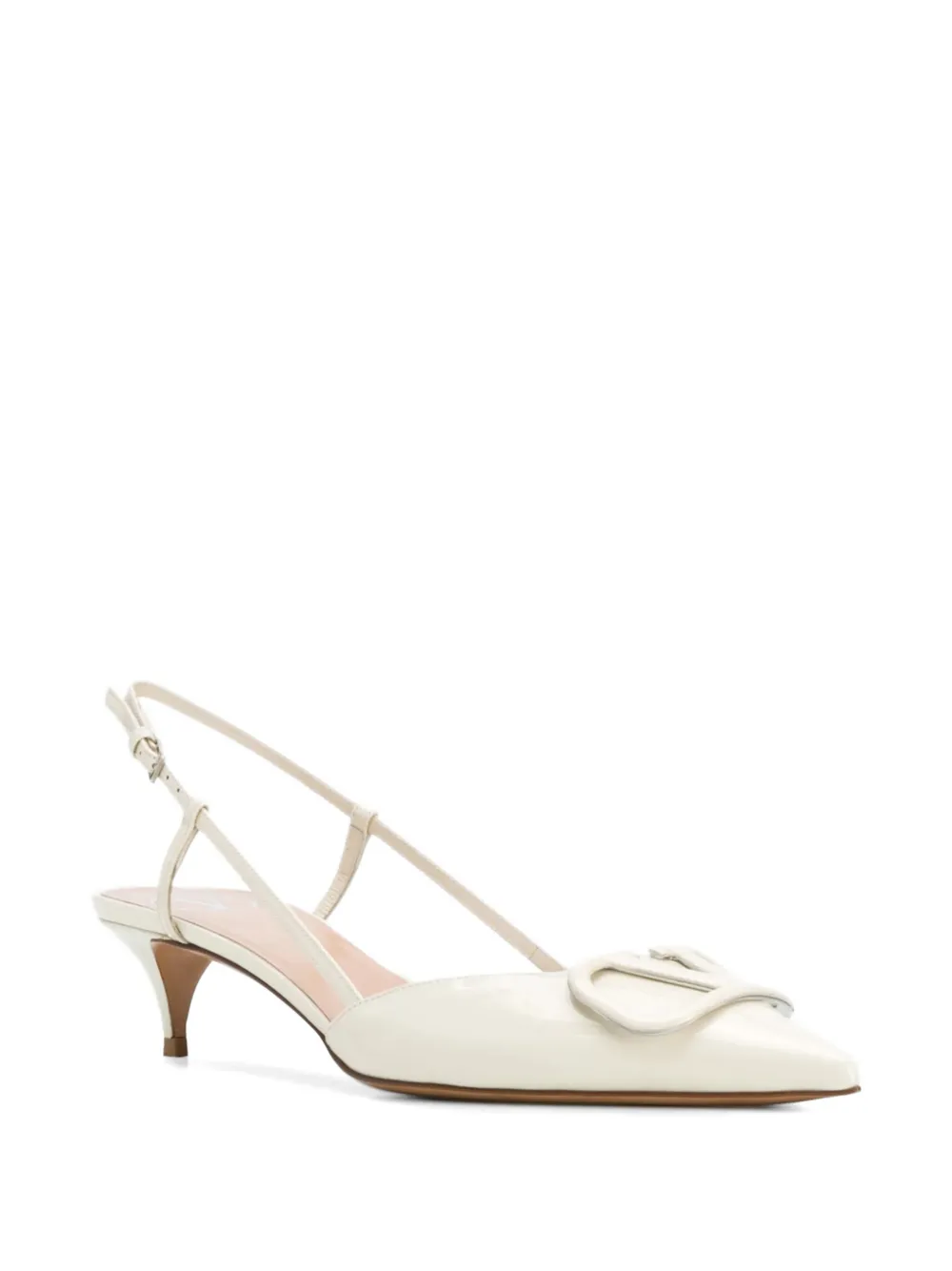 Valentino Garavani 40mm VLogo Signature leather slingback pumps Beige
