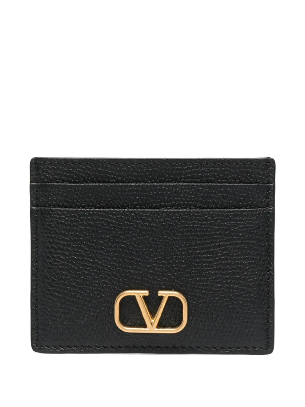 Valentino Garavani VLogo Signature pebbled card holder - Nero
