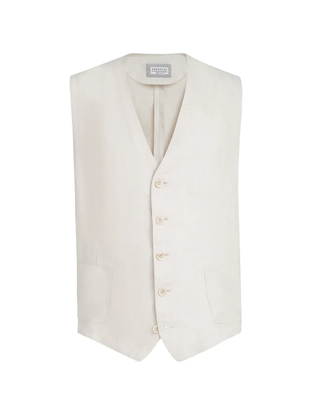 Brunello Cucinelli linen micro chevron waistcoat - Neutrals