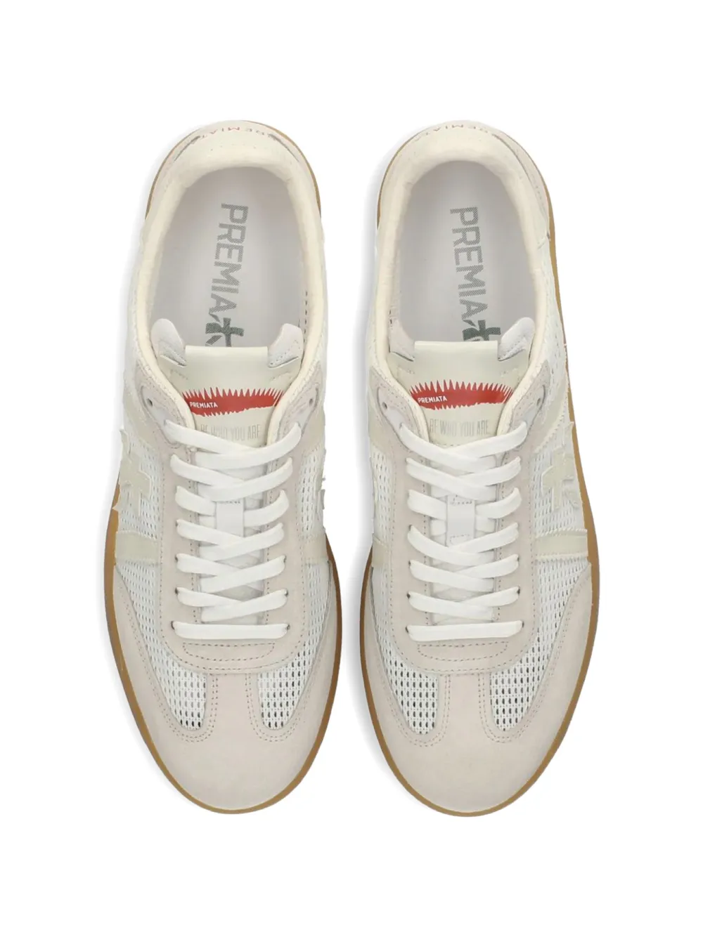 Premiata Bonnie mesh-panel suede sneakers Beige