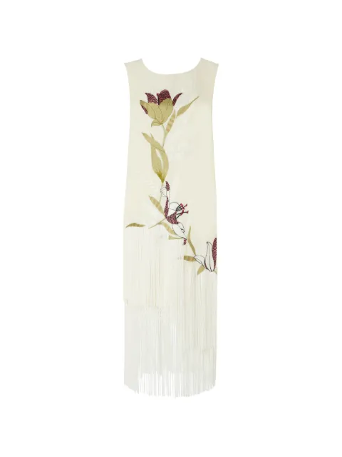 Temperley London Madeline floral-embroidered fringed dress