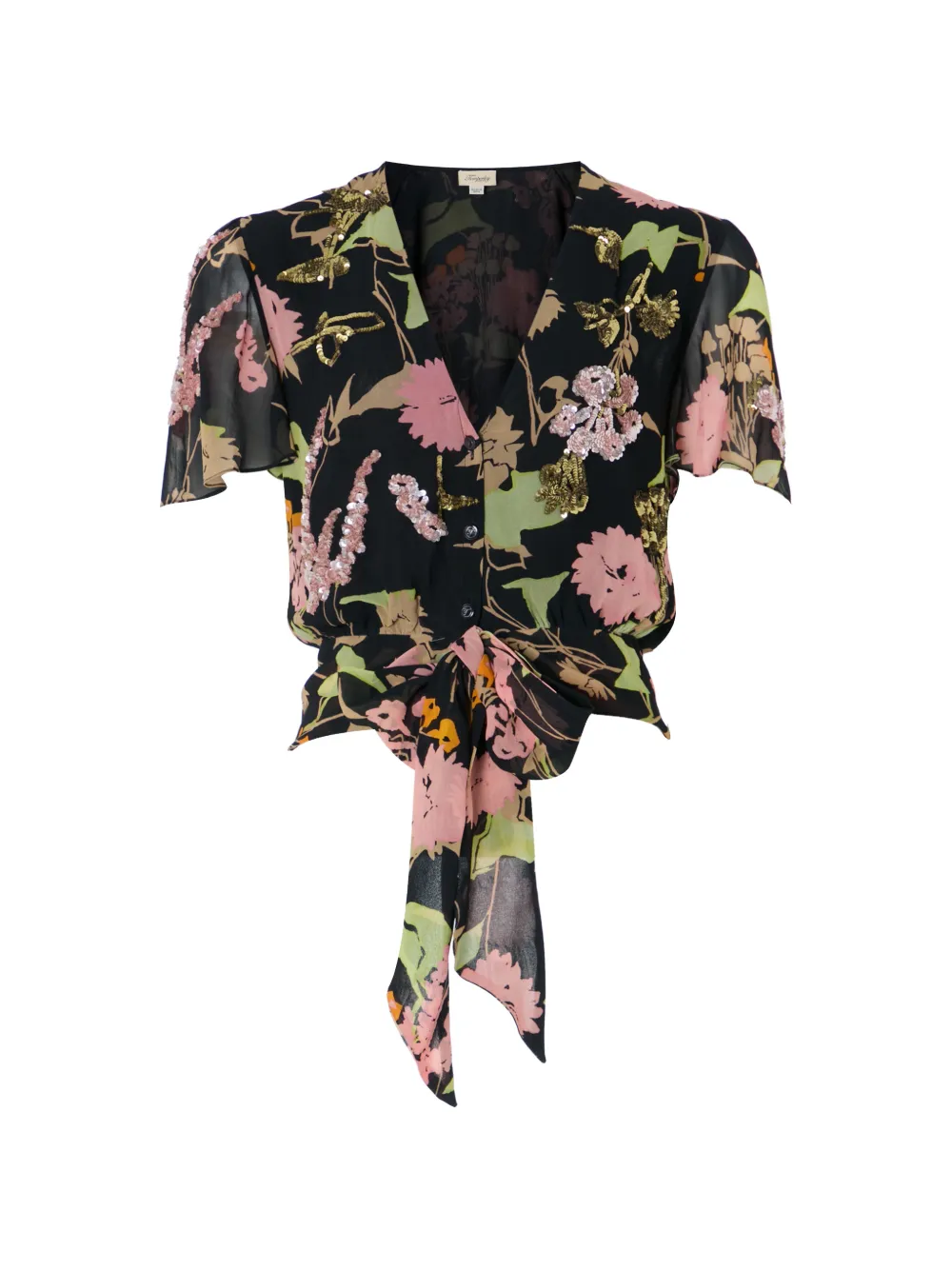 Temperley London Maisie sequin-embellished floral-print blouse - Schwarz