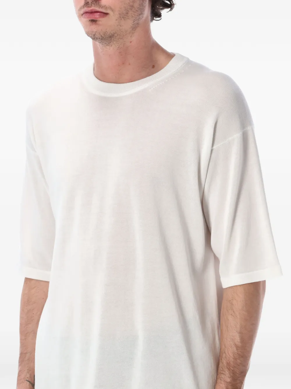 Roberto Collina Fijngebreid T-shirt Wit