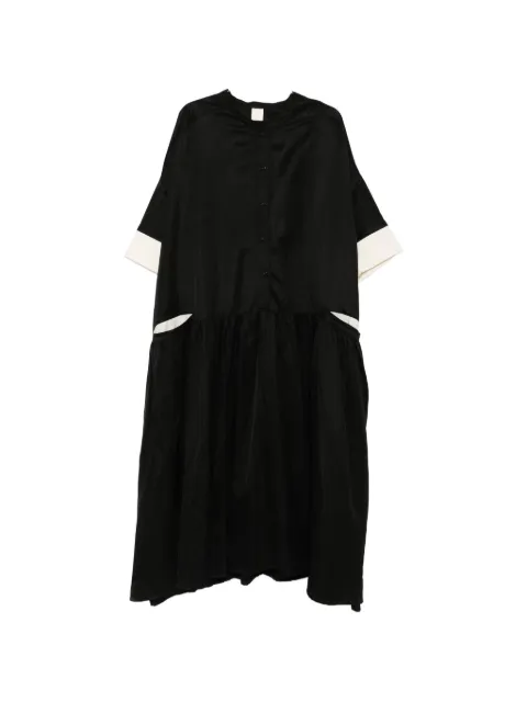 SOH contrast-cuff gathered maxi dress