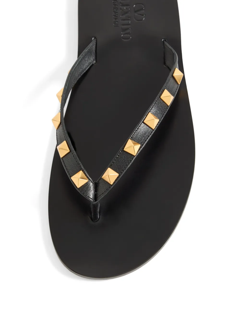 Valentino Garavani Rockstud kidskin flip-flops Zwart