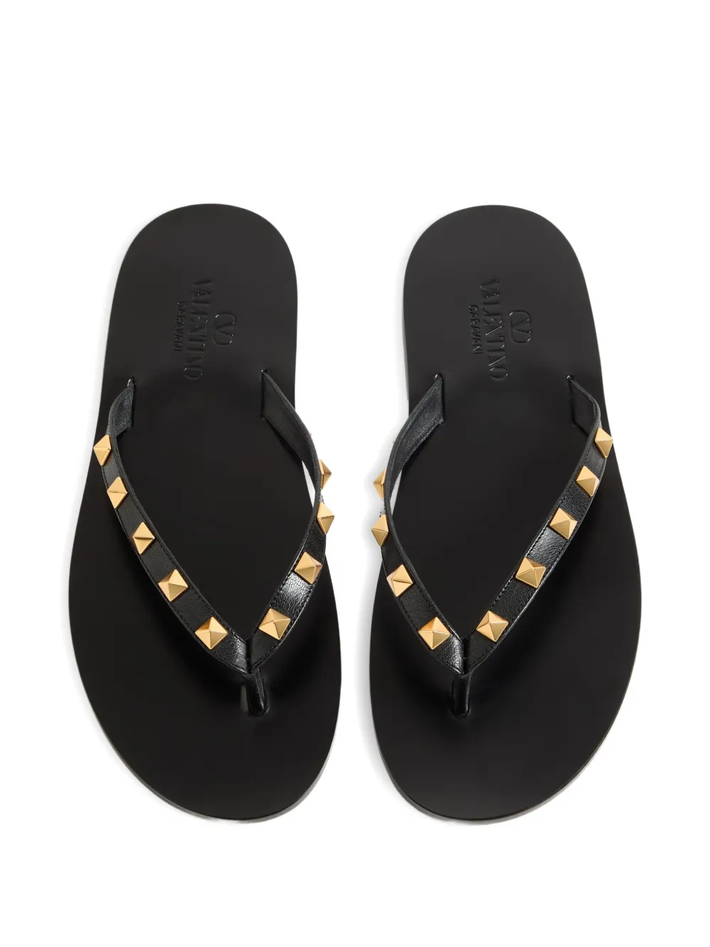 Valentino Garavani Rockstud kidskin flip-flops Zwart