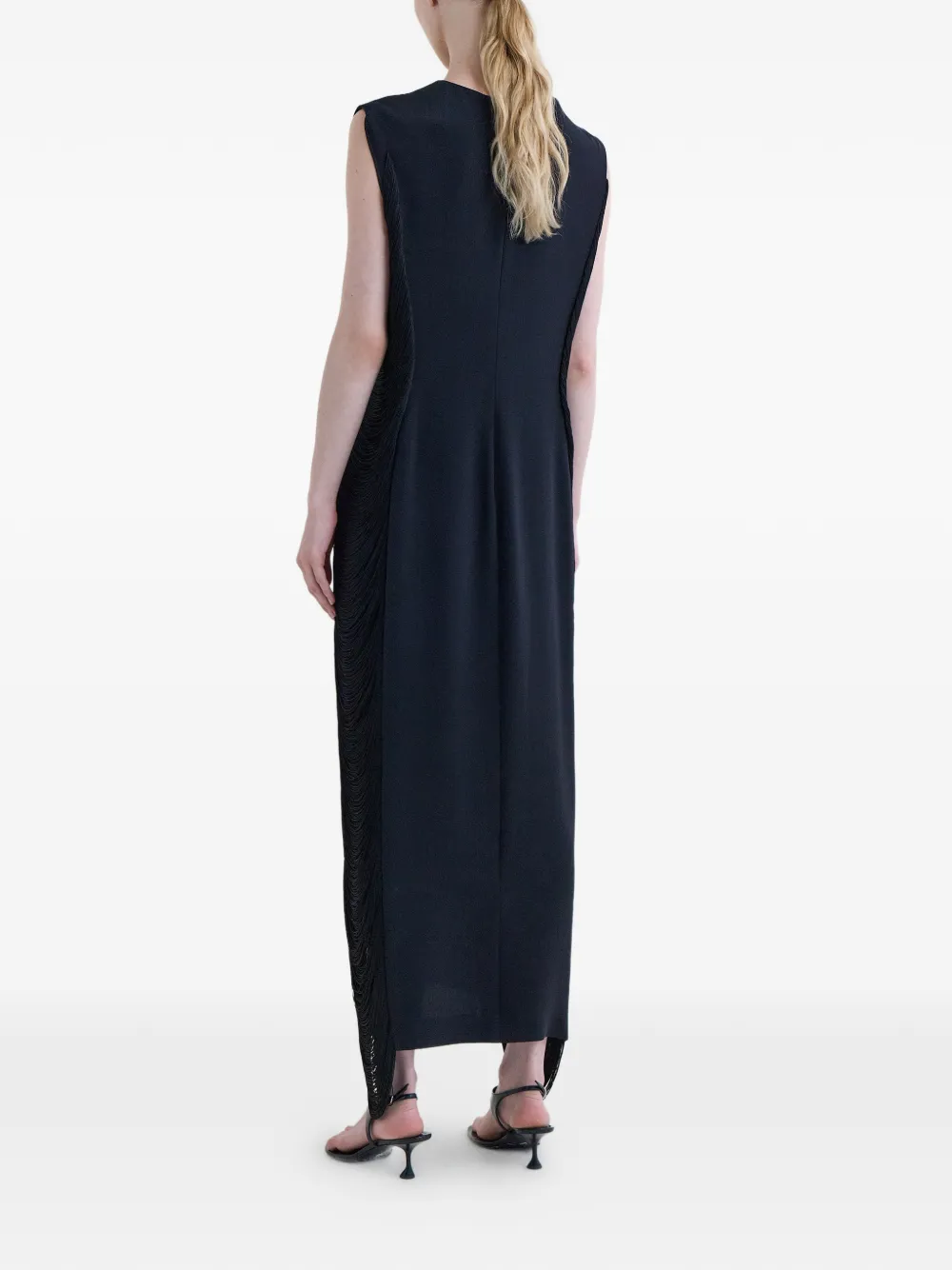 FFORME Bianca asymmetrische jurk met franje detail Zwart