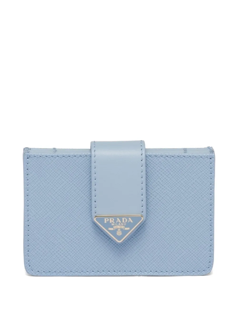 Prada Saffiano and smooth leather card holder - Blu