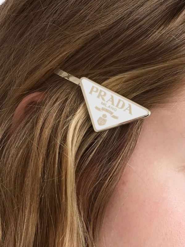 PRADA 三角形ヘアピン ホワイト ゴールド Prada Metal Hair Pins | Gold | FARFETCH