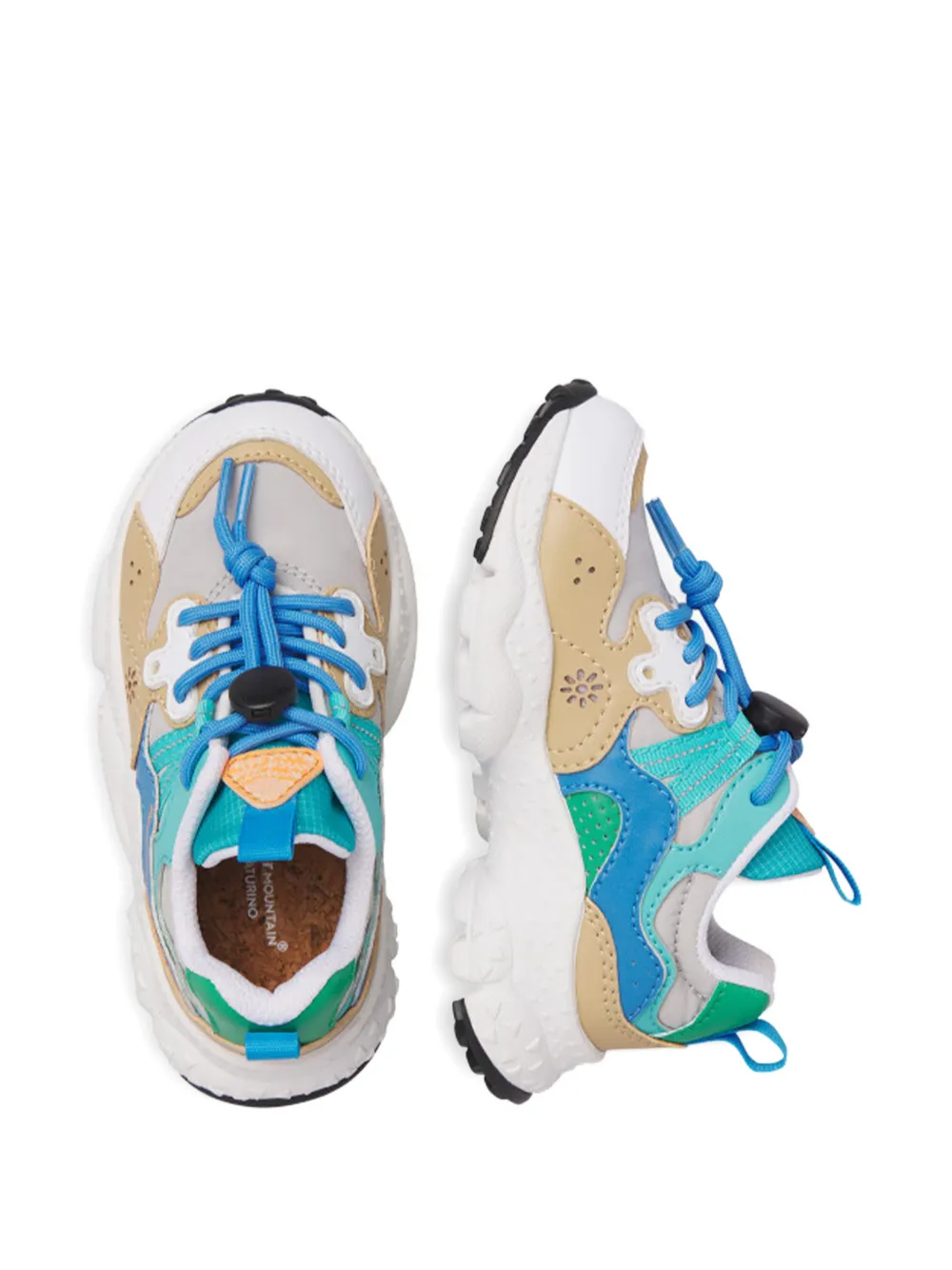 FLOWER MOUNTAIN KIDS Yamano 3 panelled sneakers Beige