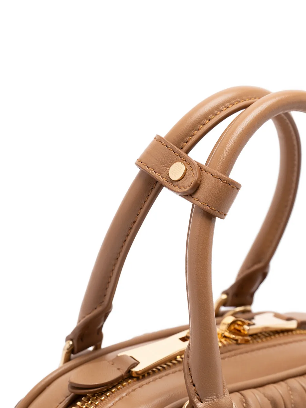 Miu Arco leren shopper Beige