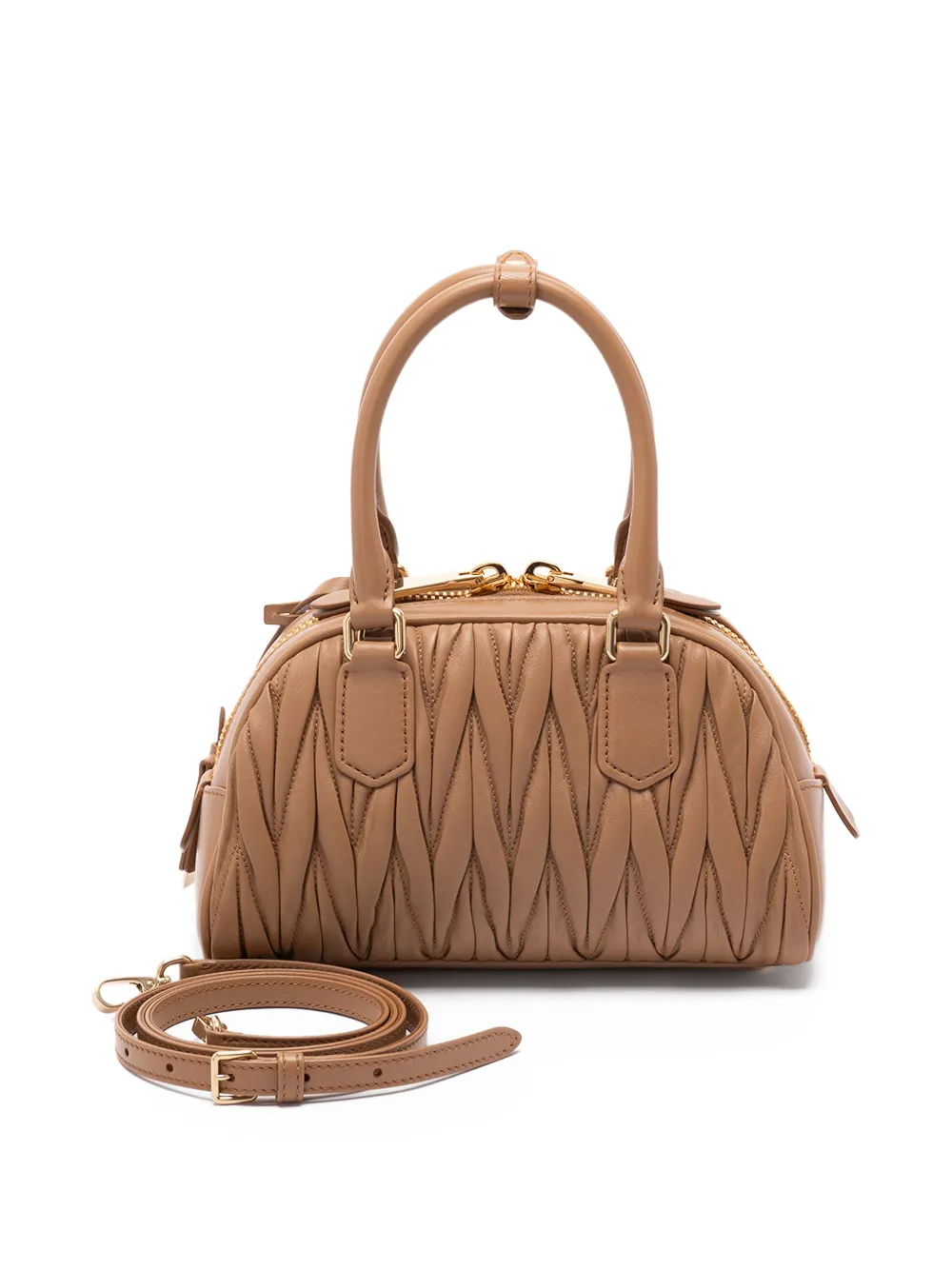 Miu Arco leren shopper Beige